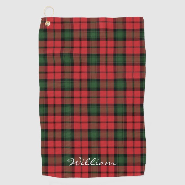 Serviette De Golf Clan Plaid Kerr Rouge Vert Tartan Noir Personnalis (Devant)