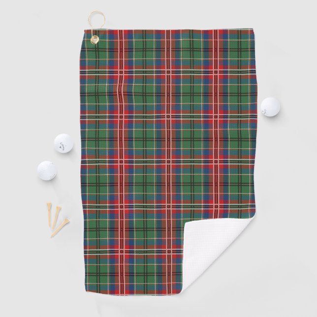 Serviette De Golf Clan Plaid MacCulloch Rouge Vert Bleu Tartan (En situation)