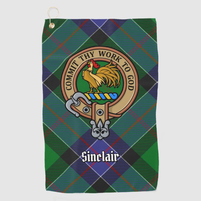 Serviette De Golf Clan Sinclair Crest sur la chasse Tartan (Devant)