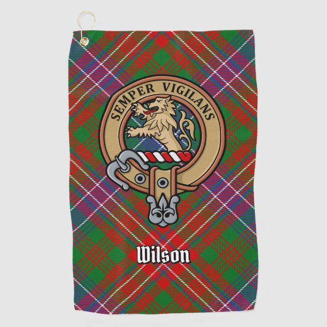 Serviette De Golf Clan Wilson Crest sur Tartan moderne (Devant)