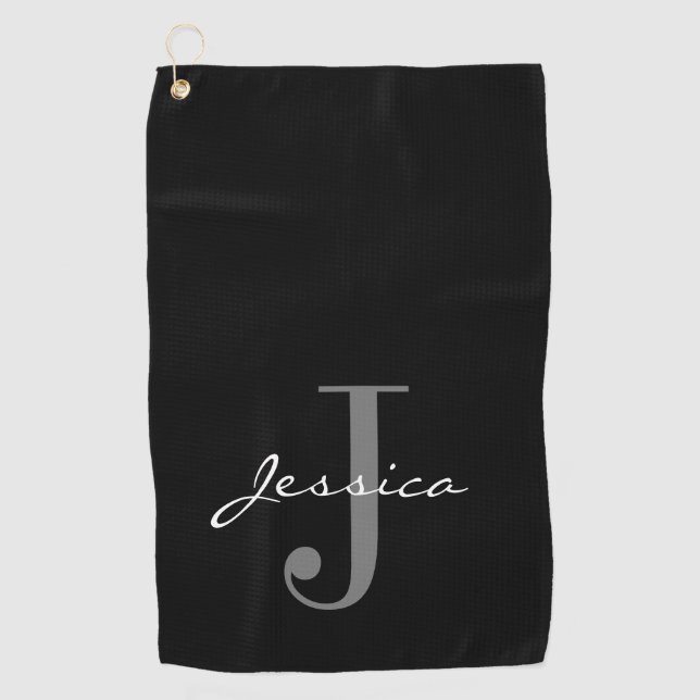 Serviette De Golf Classic Custom Name + Initial Golf Towne (Devant)