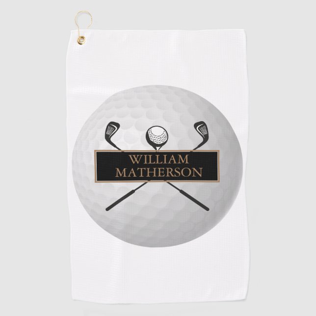 Serviette De Golf Classic Gold et Black Golf Ball (Devant)