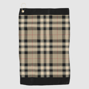 Serviette De Golf Classique Beige Et Plaid Noir