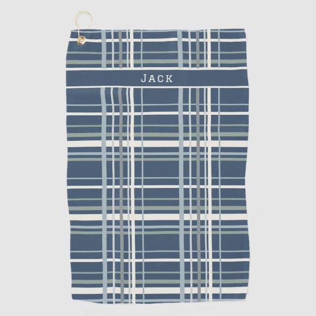 Serviette de golf classique bleu Plaid (Devant)