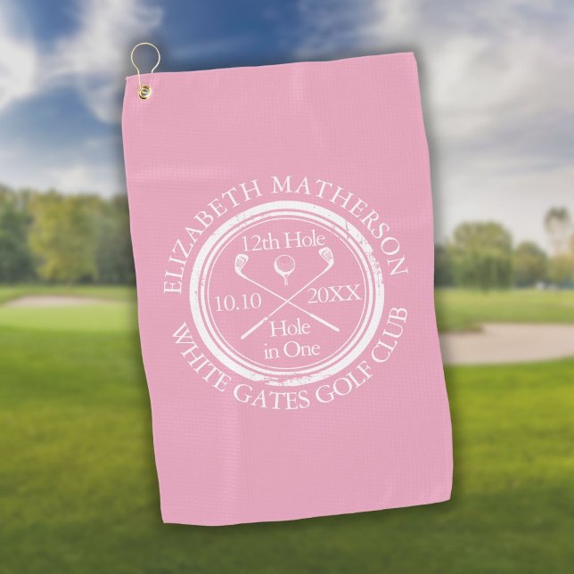Serviette De Golf Classique Élégant Rose Trou en Un (Créateur téléchargé)