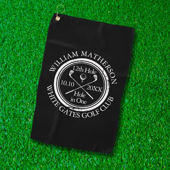Serviette De Golf Classique Noir et Blanc Trouee en Un Coup (Créateur téléchargé)