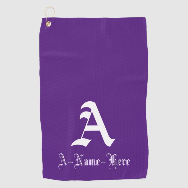 Serviette De Golf Classy Editable Name et Initial Golf Towne (Devant)