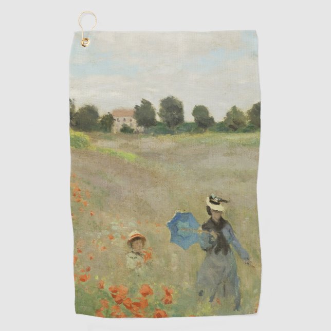 Serviette De Golf Claude Monet Le Champ de coquelicots près d'Argent (Devant)