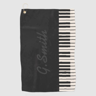 Serviette De Golf Clavier de piano noir et blanc personnalisé. Ajou