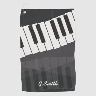Serviette De Golf Clavier de piano noir et blanc personnalisé. Ajou