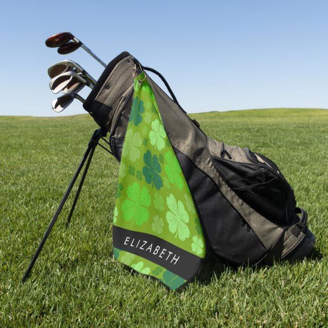 Serviette De Golf Cloches Vertes, Cloches Lucky, Votre Nom (Vert)