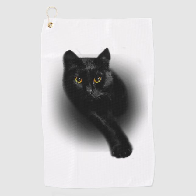 Serviette De Golf Clous de dépôt de chats noirs (Devant)