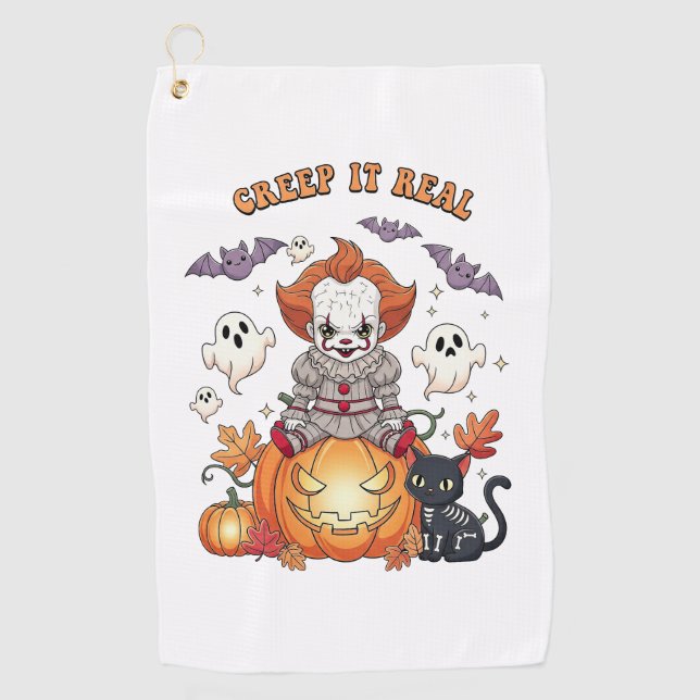 Serviette De Golf Clown d'Halloween Creep It Real (Devant)