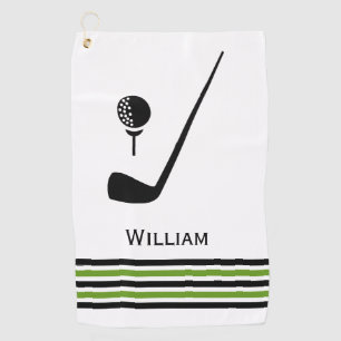 Serviette De Golf Club de golf et ballon à rayures noir et vert