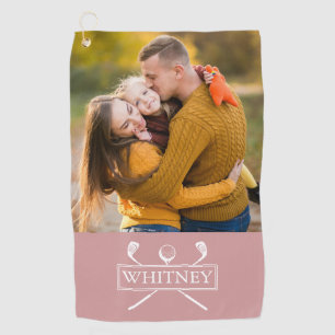 Serviette De Golf Clubs de golf Balle de Dusty Rose avec nom de phot