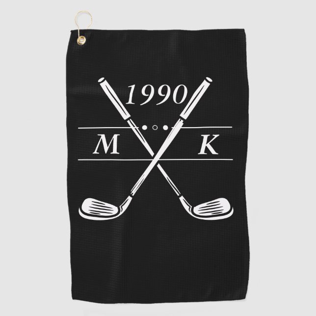 Serviette De Golf Clubs de golf Monogram personnalisés (Devant)