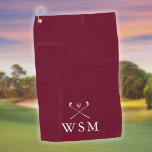 Serviette De Golf Clubs de golf Monogram personnalisés Bourgogne Rou<br><div class="desc">Personnalisez le monogramme en typographie classique pour créer un cadeau de golf unique et garder le saké pour n'importe quel golfeur. Conçu par Thisisnotme©</div>