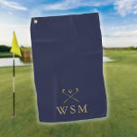 Serviette De Golf Clubs De Golf Monogrammes Personnalisés Marine Ble<br><div class="desc">Personnalisez le monogramme en typographie classique pour créer un cadeau de golf unique et garder le saké pour n'importe quel golfeur. Conçu par Thisisnotme©</div>