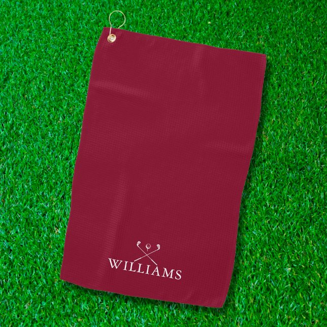 Serviette De Golf Clubs de golf personnalisés rouge bordeaux (Créateur téléchargé)