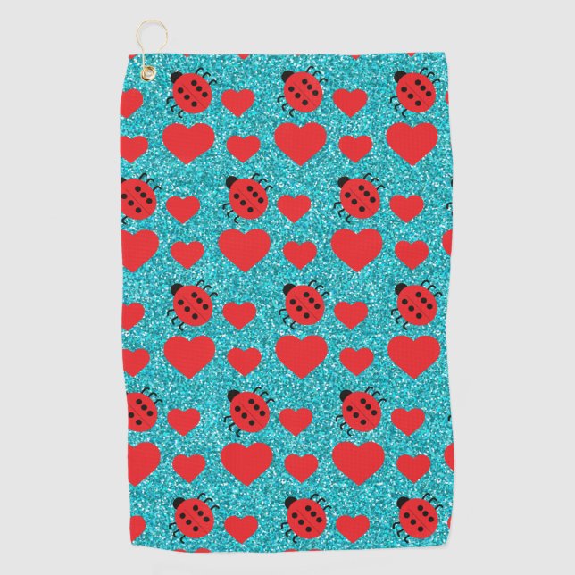 Serviette De Golf Coccinelles Insecte Chanceux Cœurs Rouges Points N (Devant)