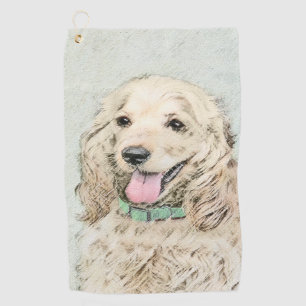 Serviette De Golf Cocker Spaniel Buff Peinture - Art Chien original
