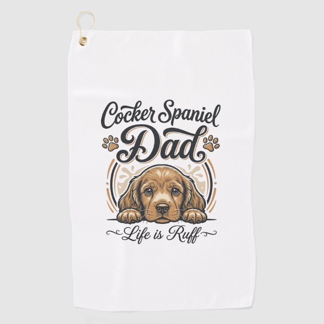 Serviette De Golf Cocker Spaniel Dad Life Is Ruff Vintage Dog Shirt_ (Devant)