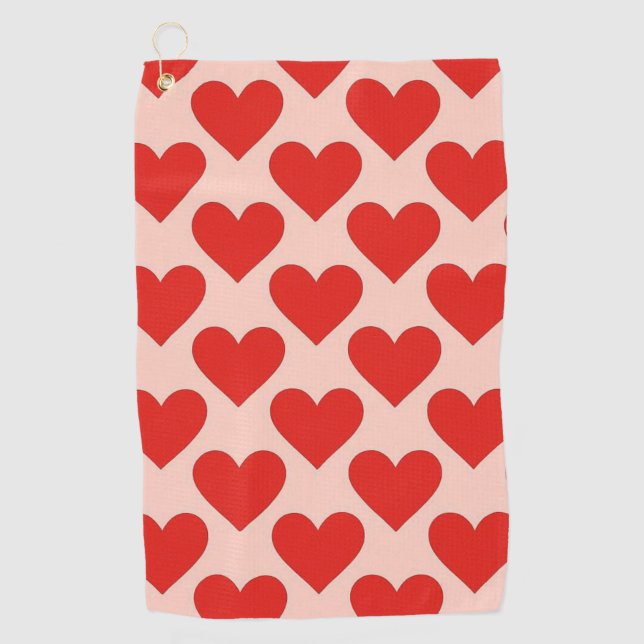 Serviette De Golf Cœur de la Saint-Valentin rouge traditionnel (Devant)
