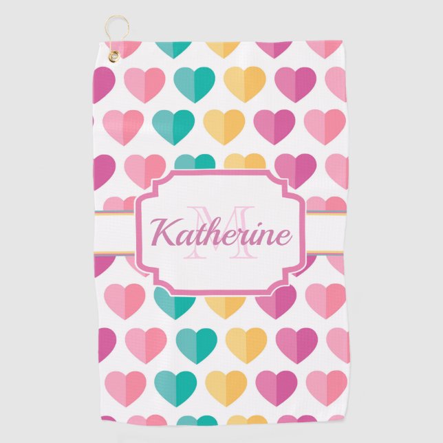 Serviette De Golf Coeurs mignons (Devant)