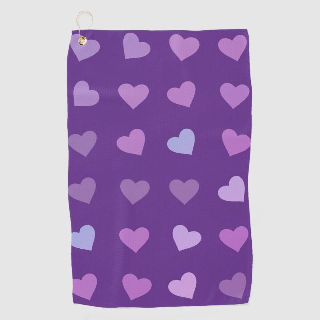 SERVIETTE DE GOLF COEURS PASTEL PURPLE (Devant)