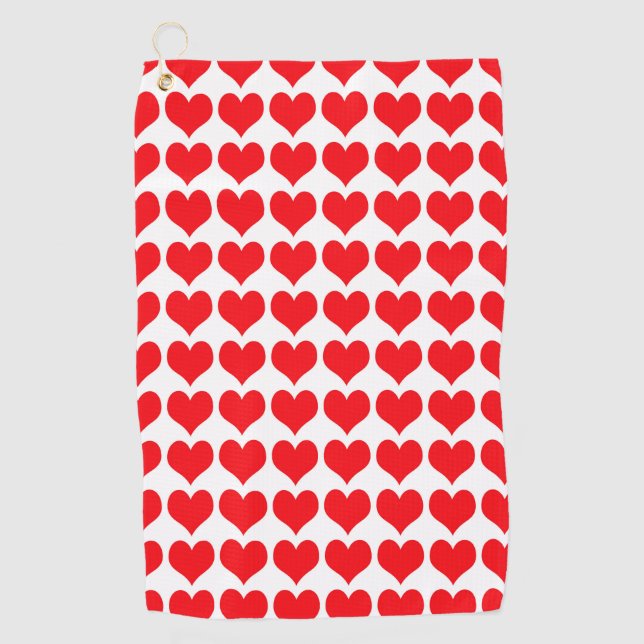 Serviette De Golf Cœurs Rouges (Devant)