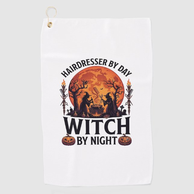 Serviette De Golf Coiffeur Jour Sorcière Nuit Halloween Peigne Cisea (Devant)
