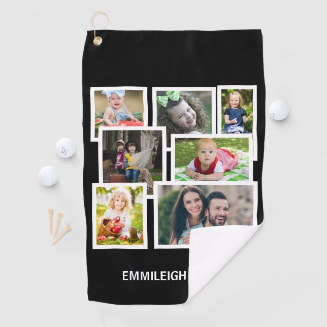 Serviette De Golf Collage de 7 photos noir (En situation)