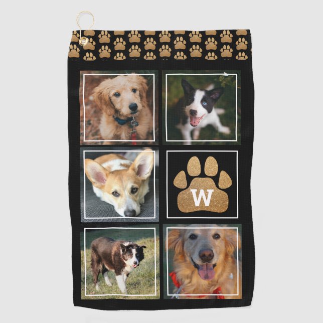 Serviette De Golf Collage de photos de chiens de Parties scintillant (Devant)