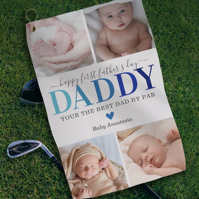 Serviette De Golf Collage d'images de première Fête des pères (Créateur téléchargé)