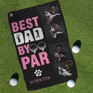 Serviette De Golf Collage photo de chien personnalisé Meilleur papa