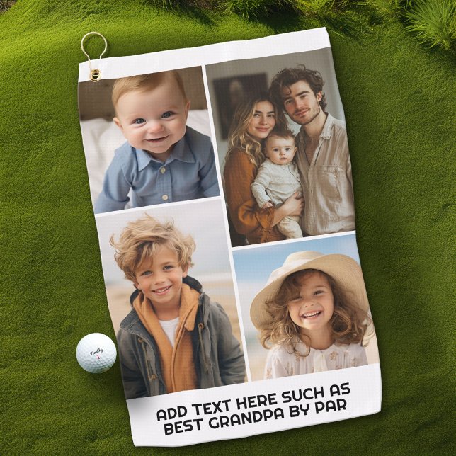 Serviette De Golf Collage photo minimal moderne blanc 4 - Texte gras (Custom Golf Towel)