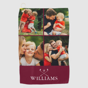 Serviette De Golf Collage photo personnalisé couleur Bourgogne