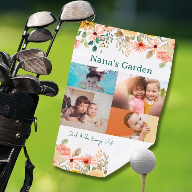 Serviette De Golf Collage photo personnalisé Jardin de Nana Grandma (Créateur téléchargé)