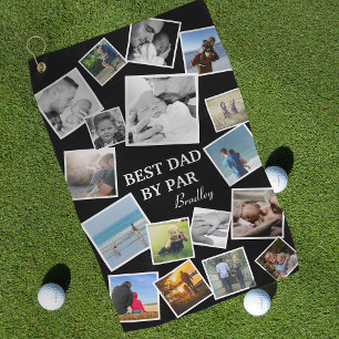 Serviette De Golf Collage photo personnalisé pour papa avec 17 photo