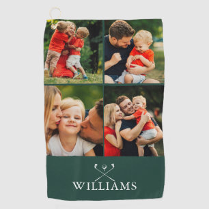Serviette De Golf Collage photo personnalisé vert émeraude