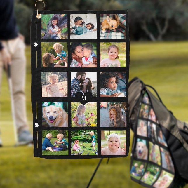 Serviette De Golf Collage photo simple image personnalisée monogramm (Créateur téléchargé)