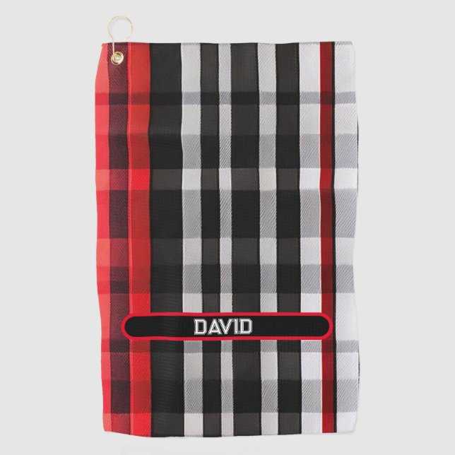 Serviette De Golf Collection Abstraite Red Black Plaid (Devant)