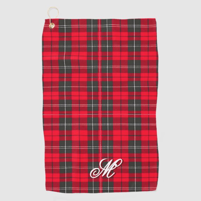 Serviette De Golf Collection moderne Tartan Plaid Traditionnel Rouge (Devant)