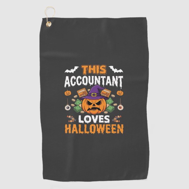 Serviette De Golf Comptable Aime Halloween Citrouille Comptable Desi (Devant)