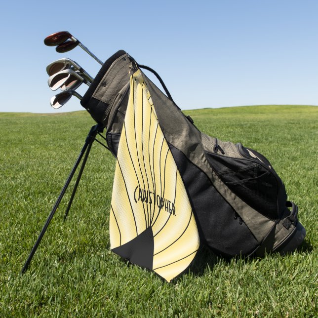 Serviette De Golf Conception Art Déco Personnalisée Jaune (Vert)