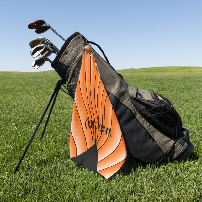 Serviette De Golf Conception Art Déco personnalisée Orange (Vert)