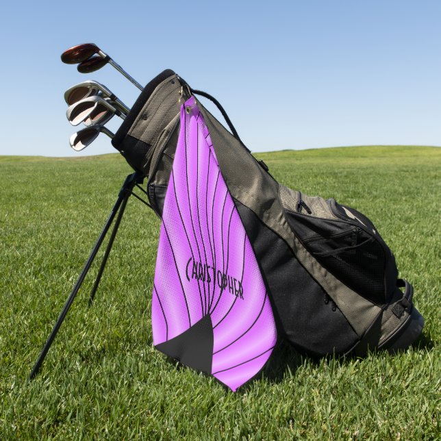 Serviette De Golf Conception Art Déco Personnalisée Violette (Vert)