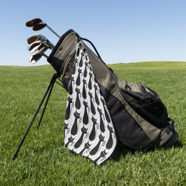 Serviette De Golf Conception de chat sur fond de n'importe quelle co (Vert)