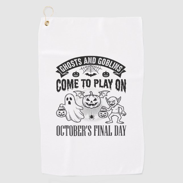 Serviette De Golf Conception de chemise Halloween fantômes et lutins (Devant)