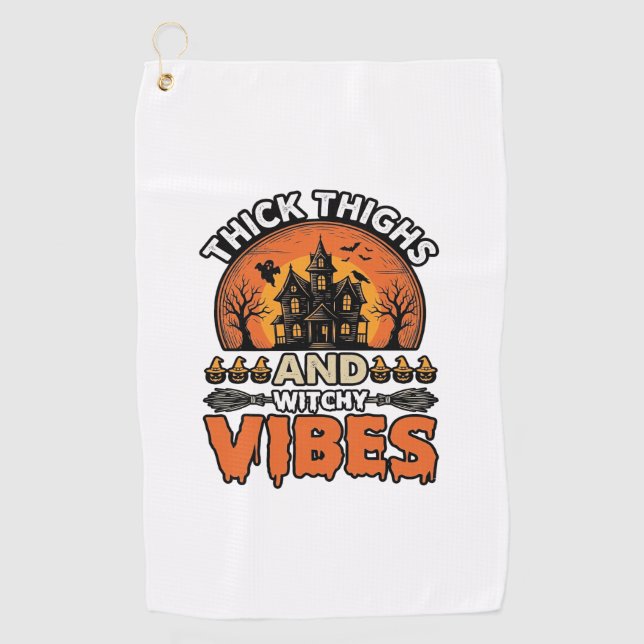 Serviette De Golf Conception de chemise Halloween Thick Thighs Witch (Devant)